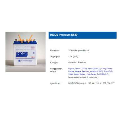 Aki mobil NS40 Incoe PREMIUM 32B20R 32AH -30599 IN
