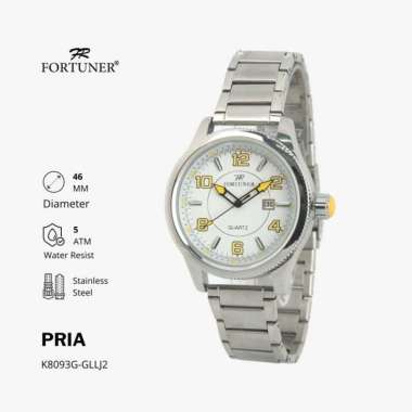 Fortuner Jam Tangan Analog Pria Water Resistant Rantai Haidar SILVER KUNING