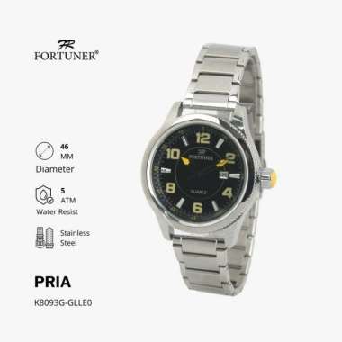 Fortuner Jam Tangan Analog Pria Water Resistant Rantai Haidar SILVER H KUNING