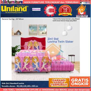 2in1 Ranjang Sorong Kids Standard Lovina Uniland Springbed Set 120x200cm