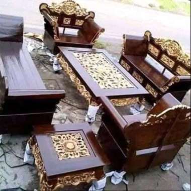 KURSI TAMU MADURA MATAHARI FULL KAYU JATI Tanpa busa+bntl