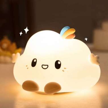Lampu Tidur LED Karakter Awan / Lampu Tidur Lucu Tenaga Baterai Putih