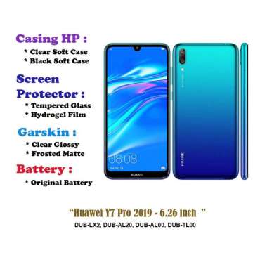 Huawei Y7 Pro 2019 - 6.26 inch - Case - Screen Protector - Battery - Dll Clear Soft Case