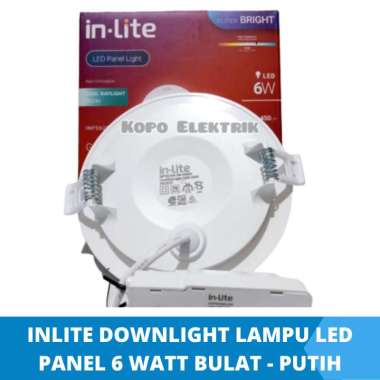 INLITE Downlight Led Panel BERGARANSI 6 Watt BULAT 6w putih