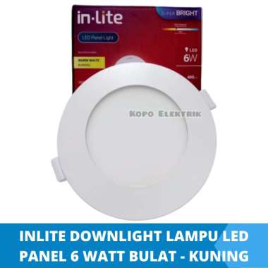 INLITE Downlight Led Panel BERGARANSI 6 Watt BULAT 6w kuning