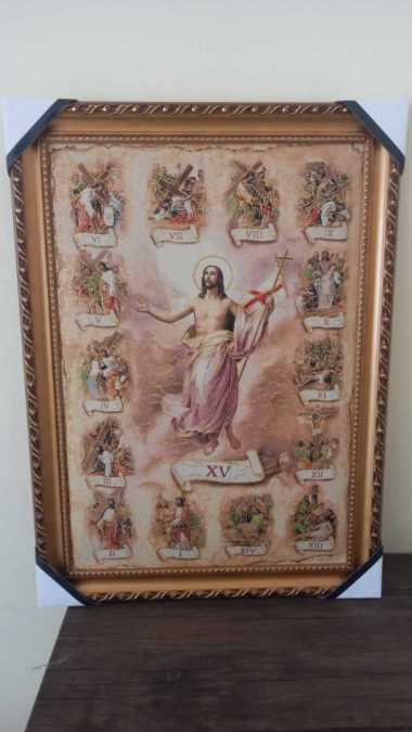 Gambar Tuhan Yesus & Jalan Salib Katolik Kristen Rohani Frame Gantung Kode WCF 020