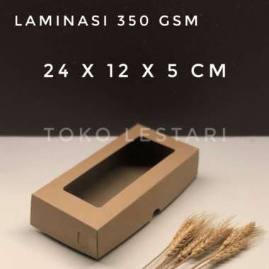 Box Kraft Coklat LAMINASI JENDELA Untuk Kotak Pastry 24x12x5 cm