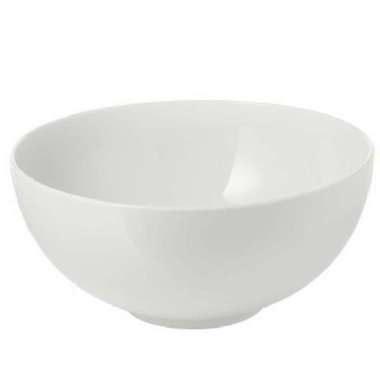 Mangkok Makan Keramik Bulat Putih Polos Besar Cantik 22cm_Original