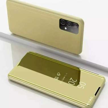 Case Oppo A76/Realme 9i Clear View Standing Flip Meror Oppo A76 - gold