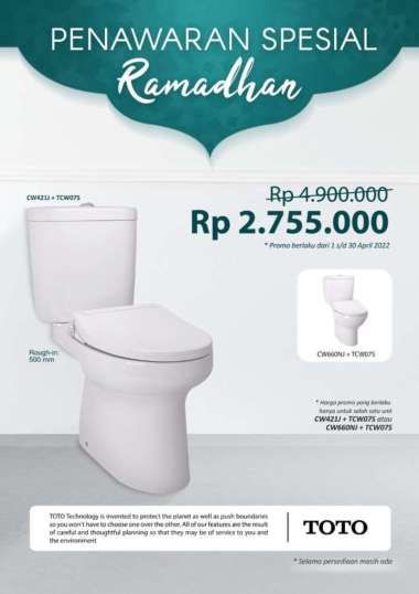 Closet Toilet TOTO - CW421J / CW660NJ + TCW075