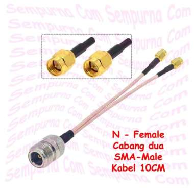 Connector Pigtail Kabel Antena N SMA Female ke Cabang dua SMA Male TS9 N Female-SMA M