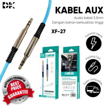 Kabel Audio Aux 3.5 Spring Male To Male XF27 - Kabel Audio 1.2 Meter Putih warna