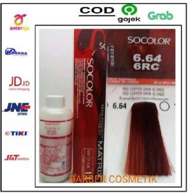matrix socolor 6.64 red Copper dark brown + oxidant, pewarna rambut