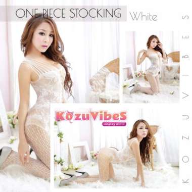 Kozuvibes Celana Dalam Wanita CD Stocking Jaring Body Suit Open MID Putih