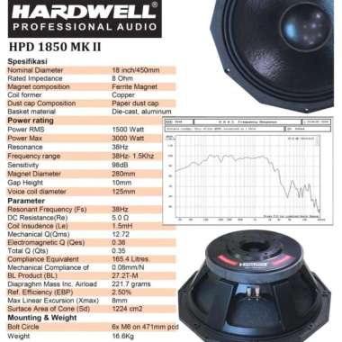 Speaker Komponen 18 inch HARDWELL HPD 1850 MK II ORIGINAL