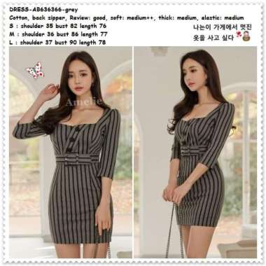 Sexy Mini Dress Gaun Pesta Bodycon Wanita Korea Import AB636366 Grey