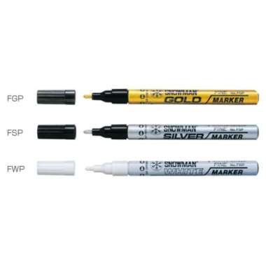 Spidol Fine Paint Marker Silver Perak | Putih White | Emas Gold - Snowman MURAH Putih - FWP