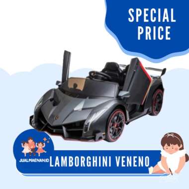 Mainan Anak Mobil Aki Yukita Lamborghini Veneno Mobilan Aki Ban Karet Multicolor
