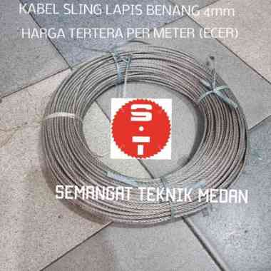 4mm KABEL SELING SLING TALI KAWAT LAPIS BENANG WIRE ROPE 4 mm ECERAN