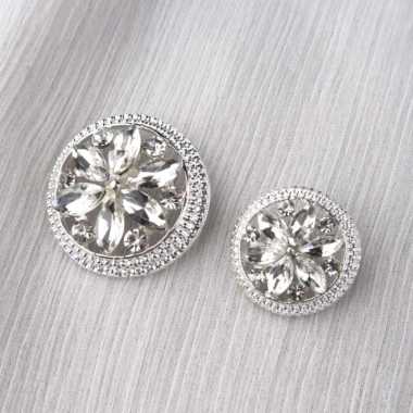 Kancing Baju 18mm Silver Diamond Mewah - Bali Bali 25mm