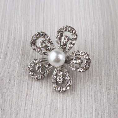 Kancing Baju Pearl Payet Jamur 22mm Silver Mewah Unik Flower Diamond