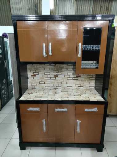 Rak Lemari Dapur Lemari Sayur Rak Piring 3 Pintu - Cokelat COKLAT