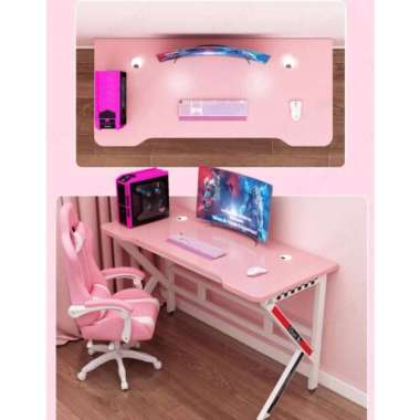 Meja Gaming - Meja Gamers - Meja Komputer - Meja Belajar PINK