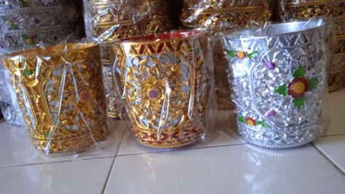Wadah Sangku Ukir plastik fiber tempat wadah daksina bali Silver