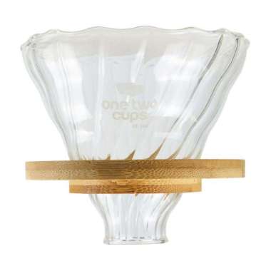 Filter Penyaring Kopi V60 Glass Wooden Bracket - SE102 Transparan