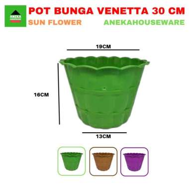 Pot Tanaman Bunga vanetta Motif kayu warna warni 30 - Sun Flower Hijau
