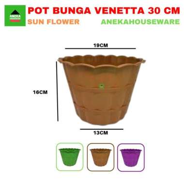Pot Tanaman Bunga vanetta Motif kayu warna warni 30 - Sun Flower Orange