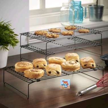 COOLING RACK GRILL COOKIES RAK TATAKAN PENDINGIN KUE 3 TINGKAT SUSUN