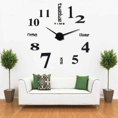 Jam Dinding Besar DIY Giant Wall Clock Quartz 120 cm - MR-101 Hitam