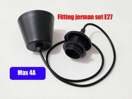 fitting gantung jerman set - tutup + kabel + fitting GANTUNG hias E27 hitam