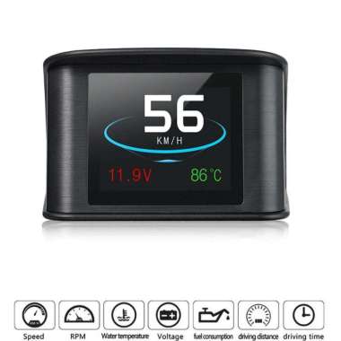 Display Hud Mobil Obd2 On Board Computer Speedometer P10 Black