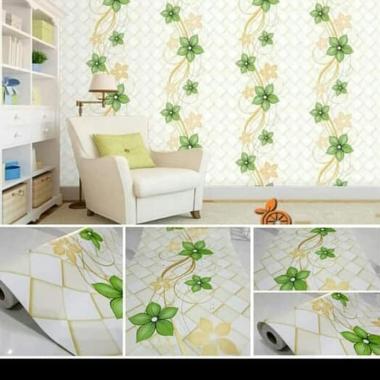 Oem Motif Bunga Hijau Ranting Wallpaper Dinding 10m X 45cm