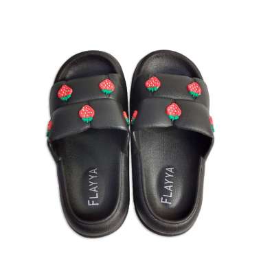 OEM ONE-S50 Sandal Selop Wanita Bahan PVC Motif Strawberry Korean Style Elastik Empuk Anti Slip / Se