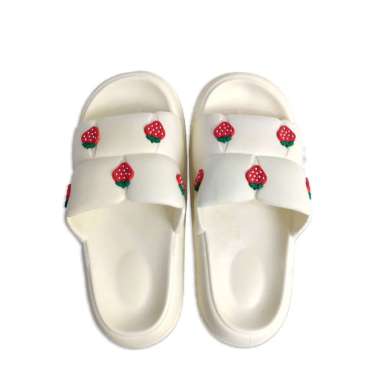 OEM ONE-S50 Sandal Selop Wanita Bahan PVC Motif Strawberry Korean Style Elastik Empuk Anti Slip / Se