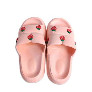 OEM ONE-S50 Sandal Selop Wanita Bahan PVC Motif Strawberry Korean Style Elastik Empuk Anti Slip / Se