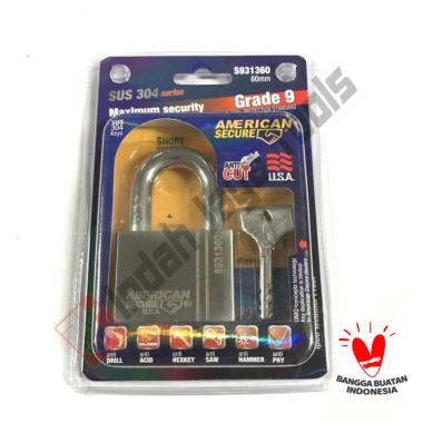 AMERICAN SECURE Gembok 60 mm Pendek - Anti Potong Maling Cairan Setan