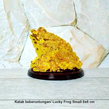 Patung Katak Koin Emas Keberuntungan Rejeki Hoki Fengshui [8x6 cm] emas kombinasi hitam