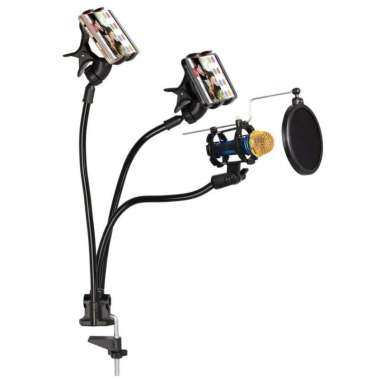 Fleksibel Stand Mikrofon meja mic & 2 Lazypod Smartphone Holder hp
