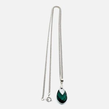 Swarovski Emerald Crystal Pear Pendant Kalung Liontin Wanita - Hijau