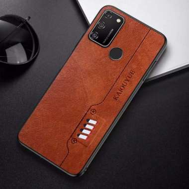 CASE KULIT SAMSUNG A21S CASING KULIT KAIOUYUE DESAIN ORIGINAL CASE Cokelat