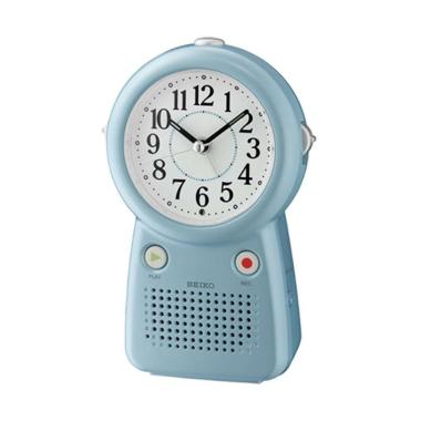 Seiko QHE158 Sound Recording Function Alarm Clock Jam Meja Light Blue
