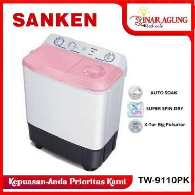 MESIN CUCI SANKEN 7KG TW9110PK / TW 9110 PK 2 TABUNG GARANSI RESMI -