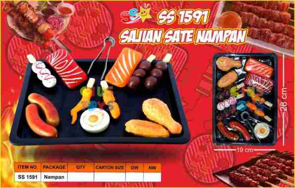 Mainan Anak Masak Masakan Panggang Sate Sosis Bakso Bakar Nampan