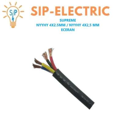 KABEL SUPREME NYYHY 4X2,5 MM HITAM SERABUT RAMBUT 4X2.5 MM ECERAN 1MTR