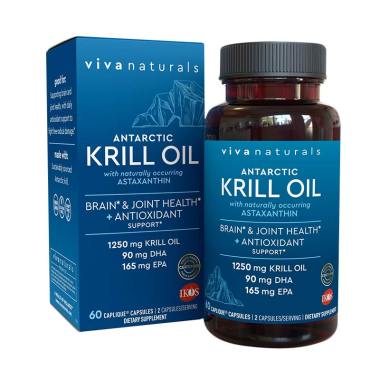 Viva Naturals Premium Antarctic Krill Oil Omega 3 EPA 1250mg Suplemen Kesehatan [60 caps]