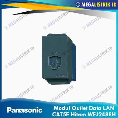 Panasonic Modul Lan Data CAT5E / CAT5 Outlet 8P 8C Wide Series Hitam WEJ2488H / WEJ2488